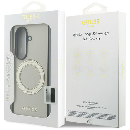 MagSafe tok Samsung Galaxy Z Fold8 Ultra F976-hez, Guess, Gyűrűs Állvány Barázdált Klasszikus Logó, Bézs