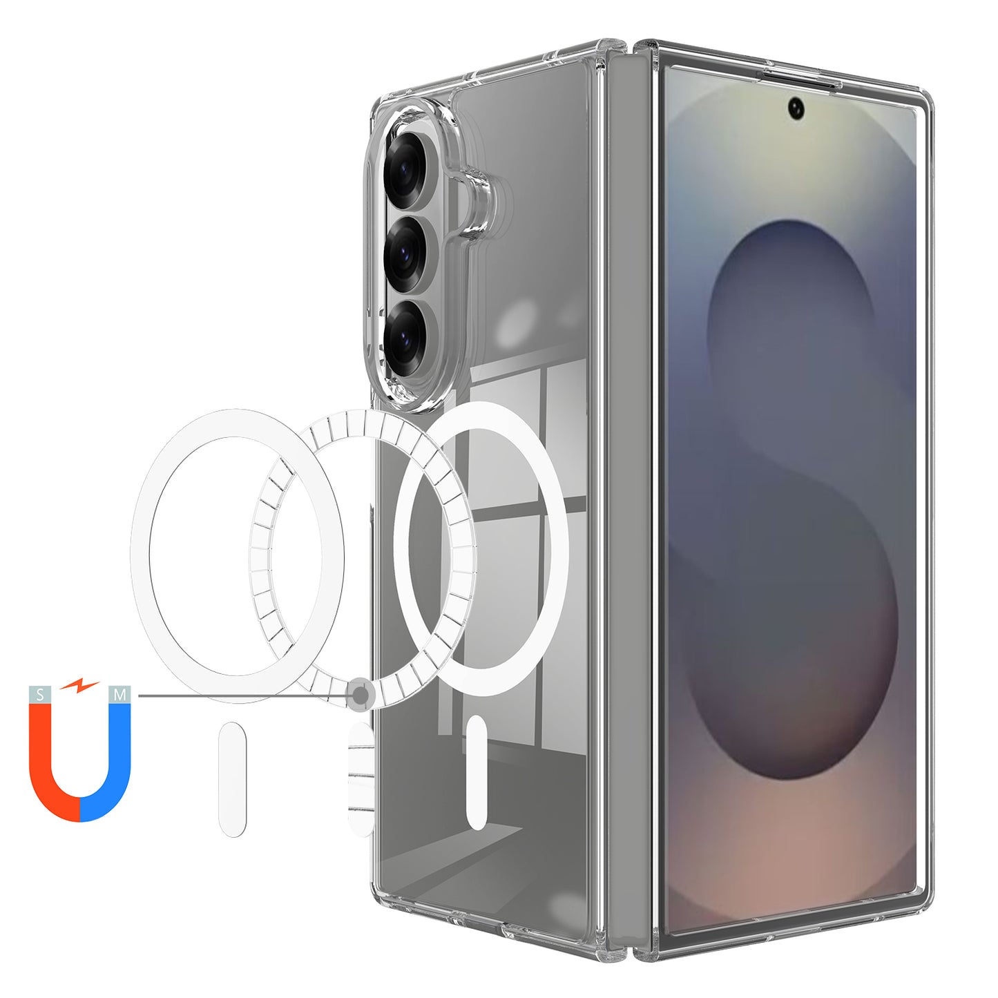 MagSafe tok Samsung Galaxy Z Fold8 Ultra F976-hez, Techsuit, Pro, Átlátszó