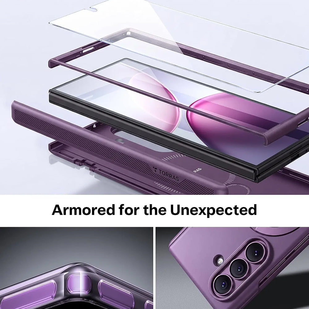 MagSafe Case for Samsung Galaxy Z Fold8 Ultra F976, Torras, Ostand Q3 Spin, Purple