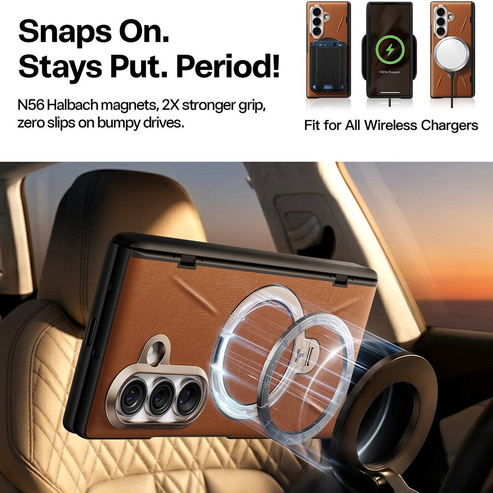MagSafe Case for Samsung Galaxy Z Fold8 Ultra F976, Torras, QPRO Leather, Brown