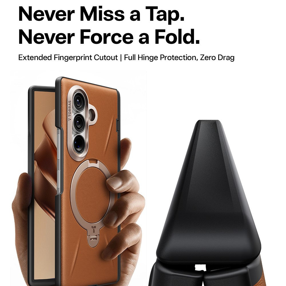 MagSafe Case for Samsung Galaxy Z Fold8 Ultra F976, Torras, QPRO Leather, Brown