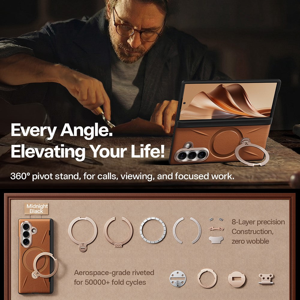 MagSafe Case for Samsung Galaxy Z Fold8 Ultra F976, Torras, QPRO Leather, Brown
