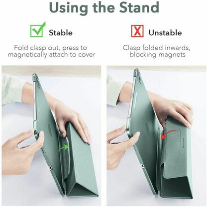 Tok Apple iPad Air 11 (2025) / Air 11 (2024) / Air (2022) / Air (2020) készülékhez, ESR, Ascend Trifold, Szaténzöld