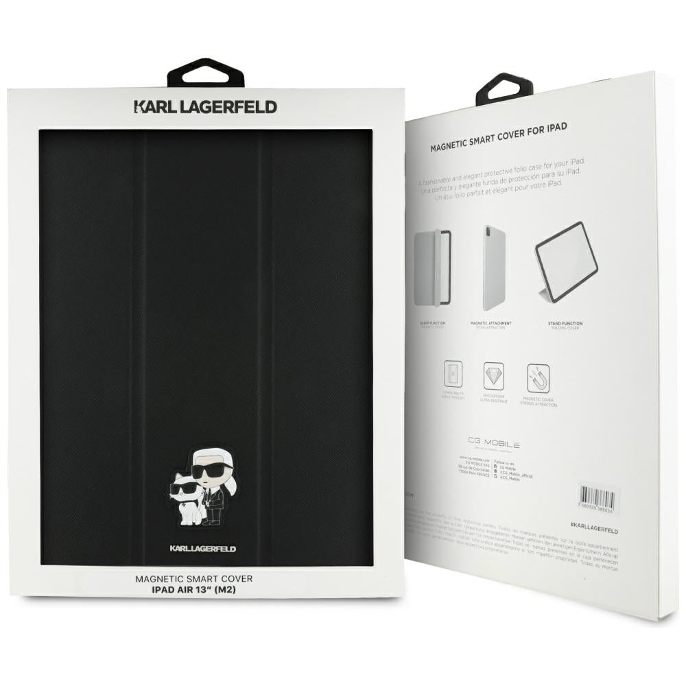Tok Apple iPad Air 13 (2026) / Air 13 (2025) / Air 13 (2024) számára, Karl Lagerfeld, Saffiano Karl & Choupette, Fekete
