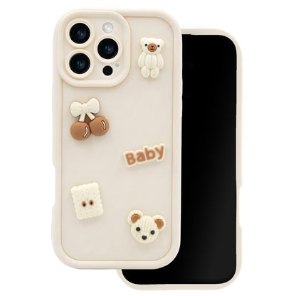 Case for Apple iPhone 15 Pro, OEM, Ultra Trendy 3D Bear, Beige