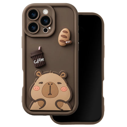 Case for Apple iPhone 16 Pro Max, OEM, Ultra Trendy 3D Capybara, Brown