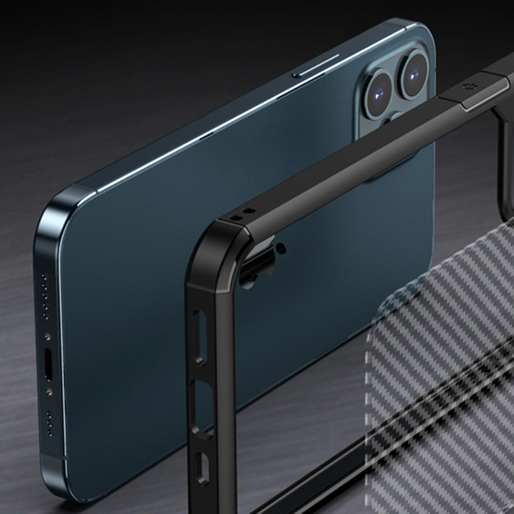 Tok Apple iPhone 12 / 12 Pro készülékhez, Techsuit, CarbonFuse, Fekete
