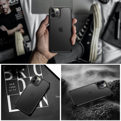 Tok Apple iPhone 12 / 12 Pro készülékhez, Techsuit, CarbonFuse, Fekete
