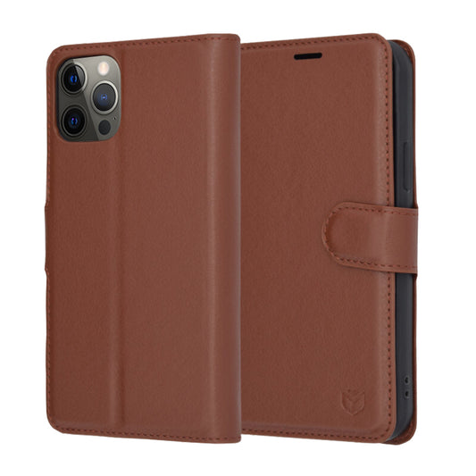 Tok Apple iPhone 12 Pro-hoz, Techsuit, bőr folio, barna