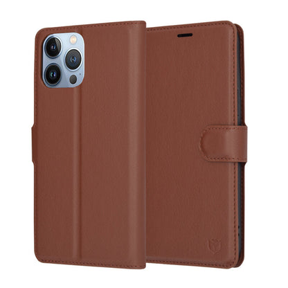 Tok Apple iPhone 13 Pro Max-hoz, Techsuit, bőr folio, barna