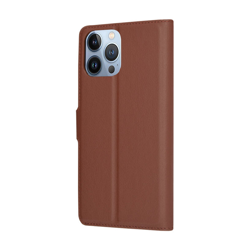 Tok Apple iPhone 13 Pro Max-hoz, Techsuit, bőr folio, barna