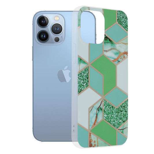 Tok Apple iPhone 13 Pro Max-hoz, Techsuit, Márvány, Zöld