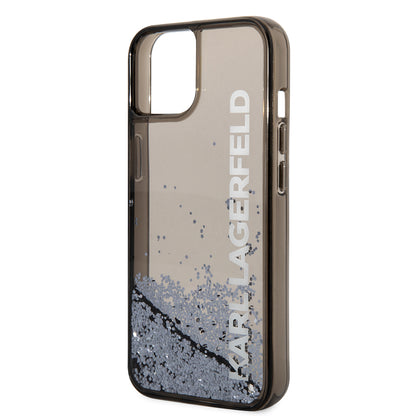 Tok Apple iPhone 14-hez, Karl Lagerfeld, Liquid Glitter KL Logo, Fekete