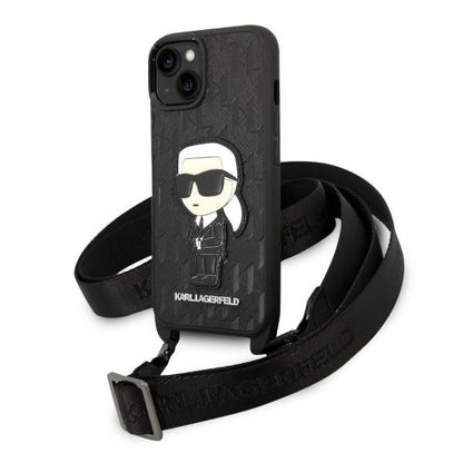Tok Apple iPhone 14-hez, Karl Lagerfeld, Monogram Ikonik Karl, Fekete