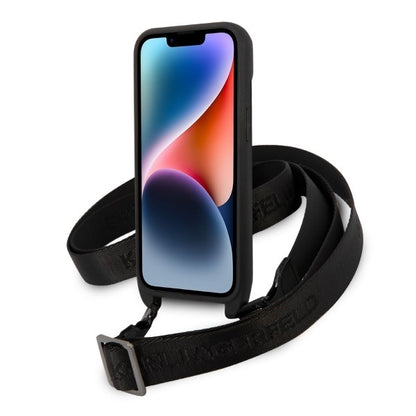 Tok Apple iPhone 14-hez, Karl Lagerfeld, Monogram Ikonik Karl, Fekete