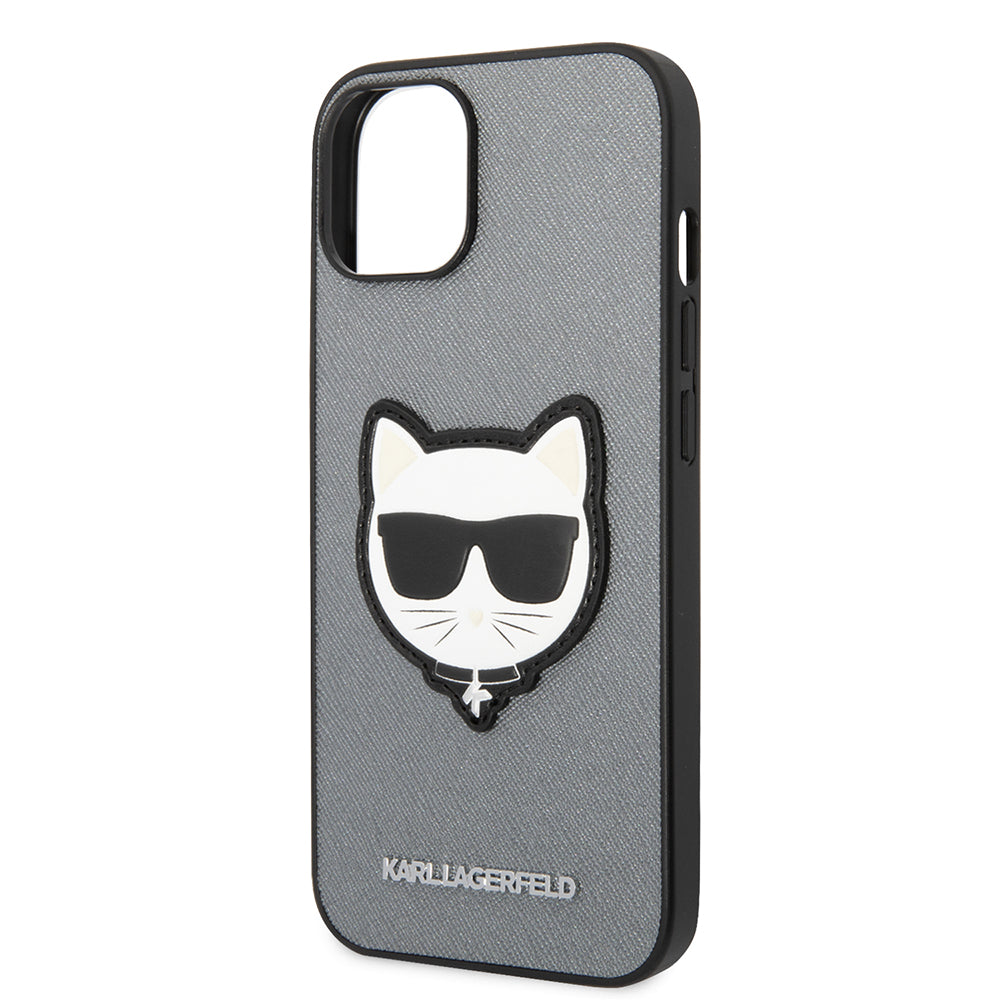 Tok Apple iPhone 14-hez, Karl Lagerfeld, Saffiano Choupette's Head, Ezüst