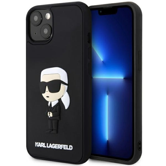 Tok Apple iPhone 14 Plus-hoz, Karl Lagerfeld, 3D Rubber Ikonik Karl, Fekete