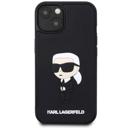 Tok Apple iPhone 14 Plus-hoz, Karl Lagerfeld, 3D Rubber Ikonik Karl, Fekete