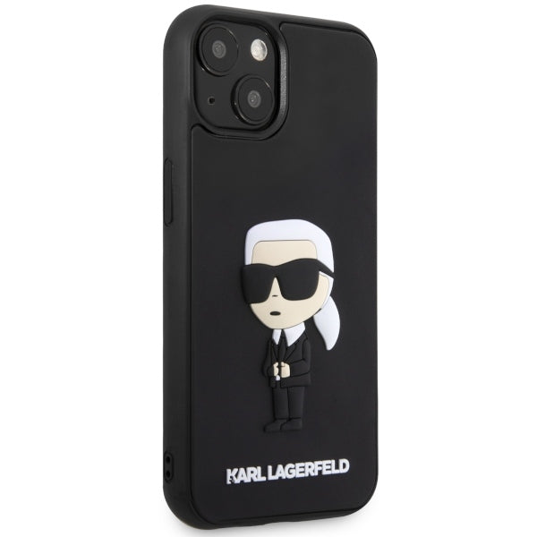 Tok Apple iPhone 14 Plus-hoz, Karl Lagerfeld, 3D Rubber Ikonik Karl, Fekete