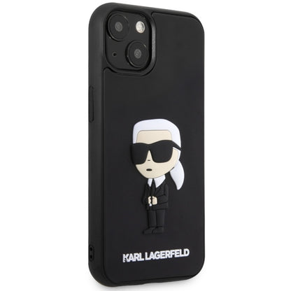 Tok Apple iPhone 14 Plus-hoz, Karl Lagerfeld, 3D Rubber Ikonik Karl, Fekete