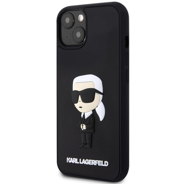 Tok Apple iPhone 14 Plus-hoz, Karl Lagerfeld, 3D Rubber Ikonik Karl, Fekete