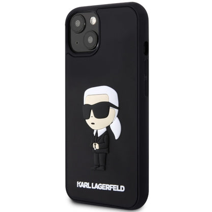 Tok Apple iPhone 14 Plus-hoz, Karl Lagerfeld, 3D Rubber Ikonik Karl, Fekete