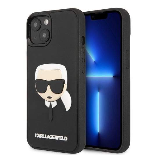 Tok a Apple iPhone 14 Plus-hoz, Karl Lagerfeld, 3D Rubber Karl's Head, Fekete