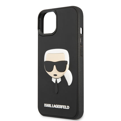 Tok a Apple iPhone 14 Plus-hoz, Karl Lagerfeld, 3D Rubber Karl's Head, Fekete
