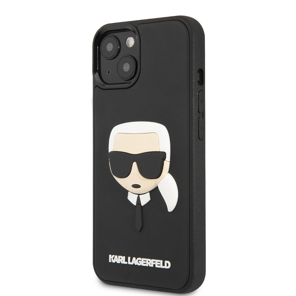 Tok a Apple iPhone 14 Plus-hoz, Karl Lagerfeld, 3D Rubber Karl's Head, Fekete