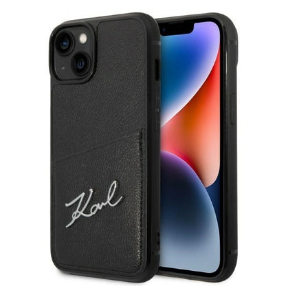 Tok Apple iPhone 14 Plus-hoz, Karl Lagerfeld, Cardslots Signature Logo, Fekete