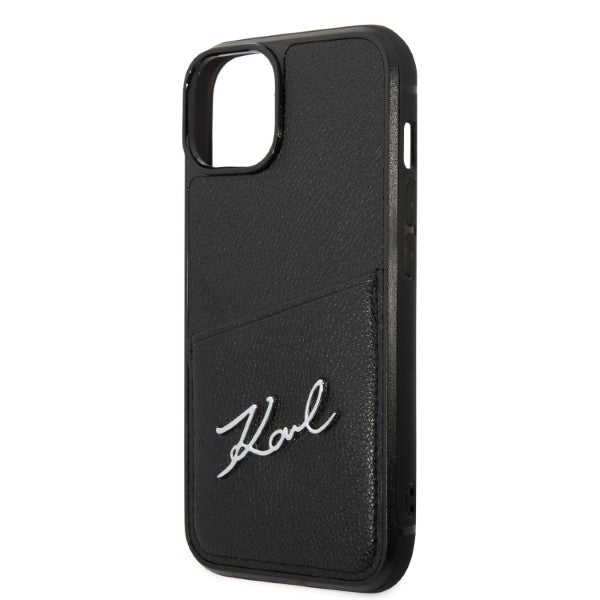 Tok Apple iPhone 14 Plus-hoz, Karl Lagerfeld, Cardslots Signature Logo, Fekete