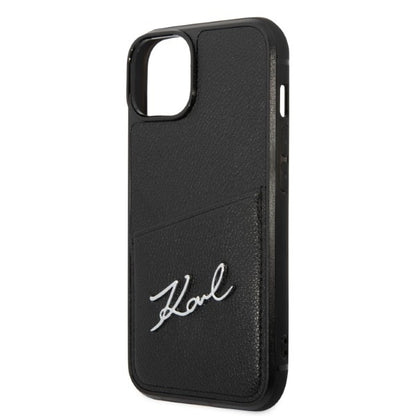 Tok Apple iPhone 14 Plus-hoz, Karl Lagerfeld, Cardslots Signature Logo, Fekete