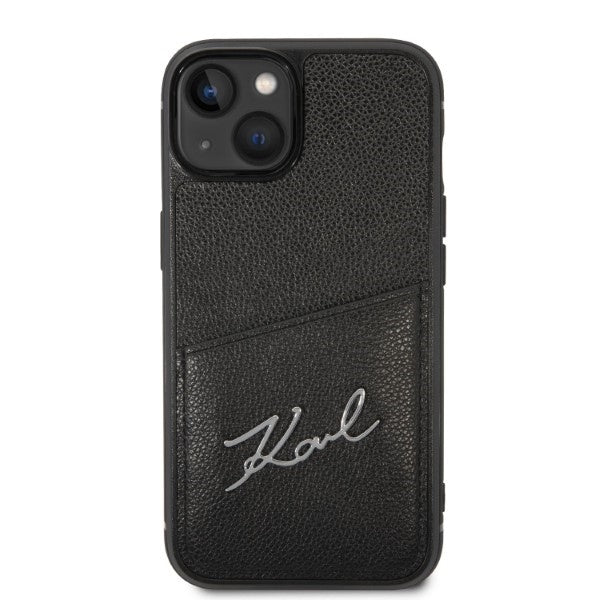 Tok Apple iPhone 14 Plus-hoz, Karl Lagerfeld, Cardslots Signature Logo, Fekete