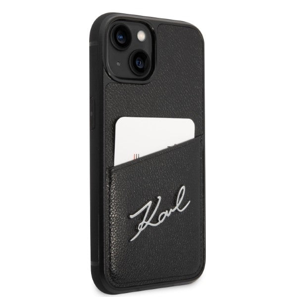 Tok Apple iPhone 14 Plus-hoz, Karl Lagerfeld, Cardslots Signature Logo, Fekete