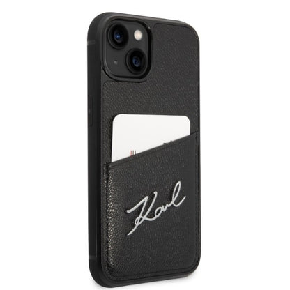 Tok Apple iPhone 14 Plus-hoz, Karl Lagerfeld, Cardslots Signature Logo, Fekete