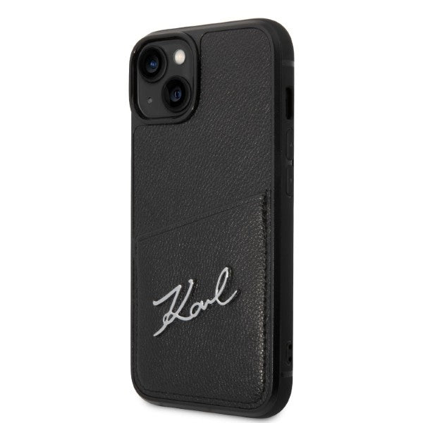 Tok Apple iPhone 14 Plus-hoz, Karl Lagerfeld, Cardslots Signature Logo, Fekete