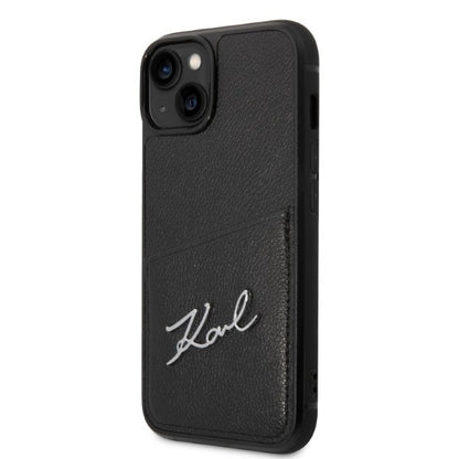 Tok Apple iPhone 14 Plus-hoz, Karl Lagerfeld, Cardslots Signature Logo, Fekete