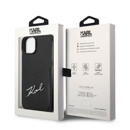 Tok Apple iPhone 14 Plus-hoz, Karl Lagerfeld, Cardslots Signature Logo, Fekete