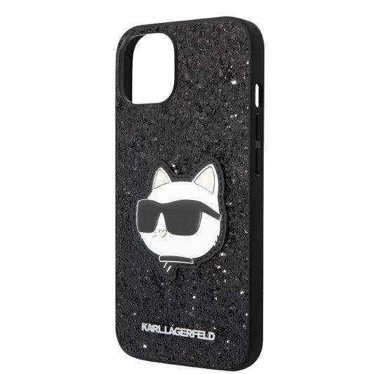Tok Apple iPhone 14 Plus-hoz, Karl Lagerfeld, Glitter Choupette Patch, Fekete