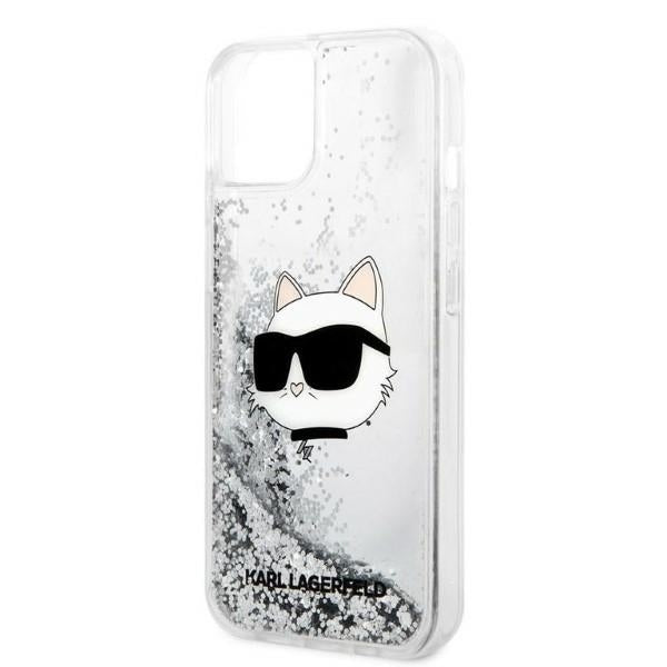 Tok Apple iPhone 14 Plus-hoz, Karl Lagerfeld, Glitter Choupette's Head, Ezüst