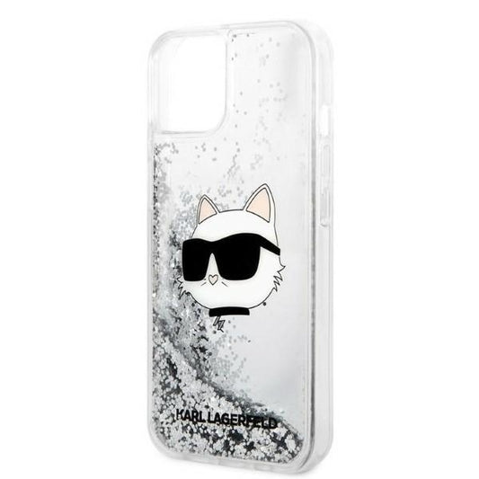 Tok Apple iPhone 14 Plus-hoz, Karl Lagerfeld, Glitter Choupette's Head, Ezüst