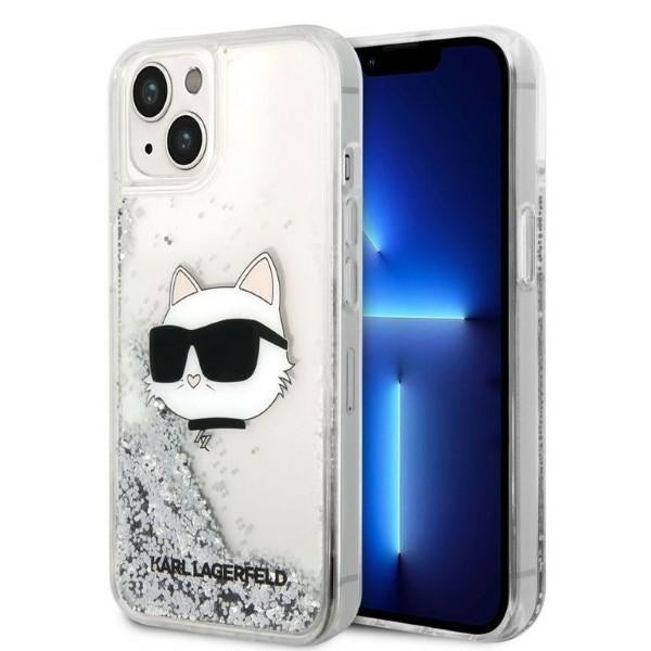 Tok Apple iPhone 14 Plus-hoz, Karl Lagerfeld, Glitter Choupette's Head, Ezüst