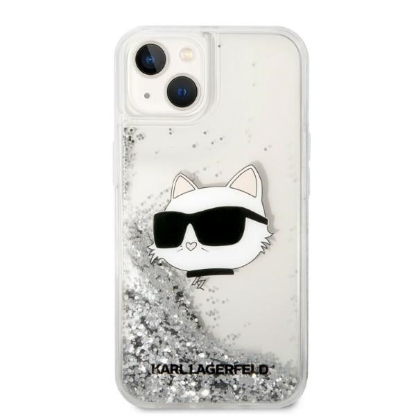 Tok Apple iPhone 14 Plus-hoz, Karl Lagerfeld, Glitter Choupette's Head, Ezüst