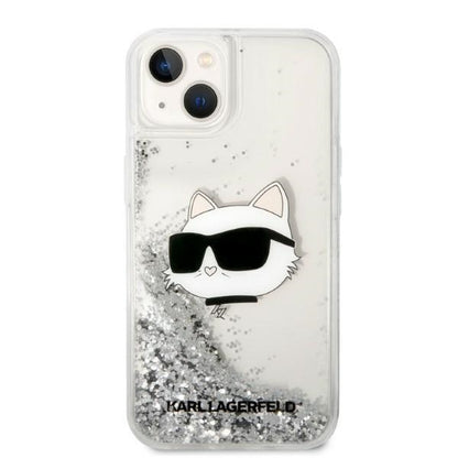 Tok Apple iPhone 14 Plus-hoz, Karl Lagerfeld, Glitter Choupette's Head, Ezüst