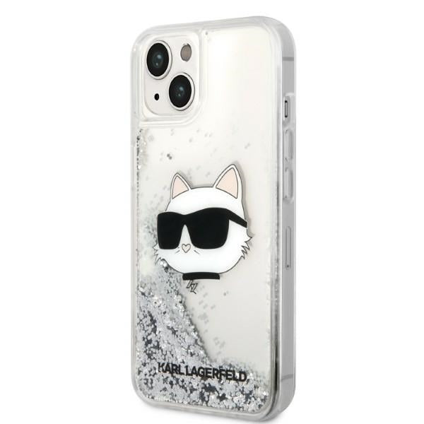 Tok Apple iPhone 14 Plus-hoz, Karl Lagerfeld, Glitter Choupette's Head, Ezüst