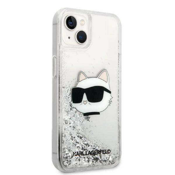 Tok Apple iPhone 14 Plus-hoz, Karl Lagerfeld, Glitter Choupette's Head, Ezüst