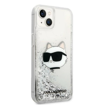 Tok Apple iPhone 14 Plus-hoz, Karl Lagerfeld, Glitter Choupette's Head, Ezüst