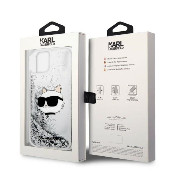 Tok Apple iPhone 14 Plus-hoz, Karl Lagerfeld, Glitter Choupette's Head, Ezüst