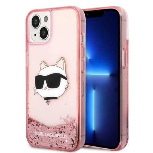 Tok Apple iPhone 14 Plus-hoz, Karl Lagerfeld, Glitter Choupette's Head, Rózsaszín