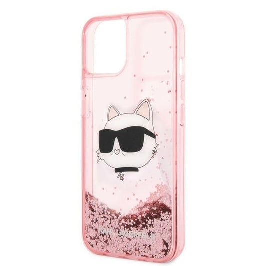 Tok Apple iPhone 14 Plus-hoz, Karl Lagerfeld, Glitter Choupette's Head, Rózsaszín